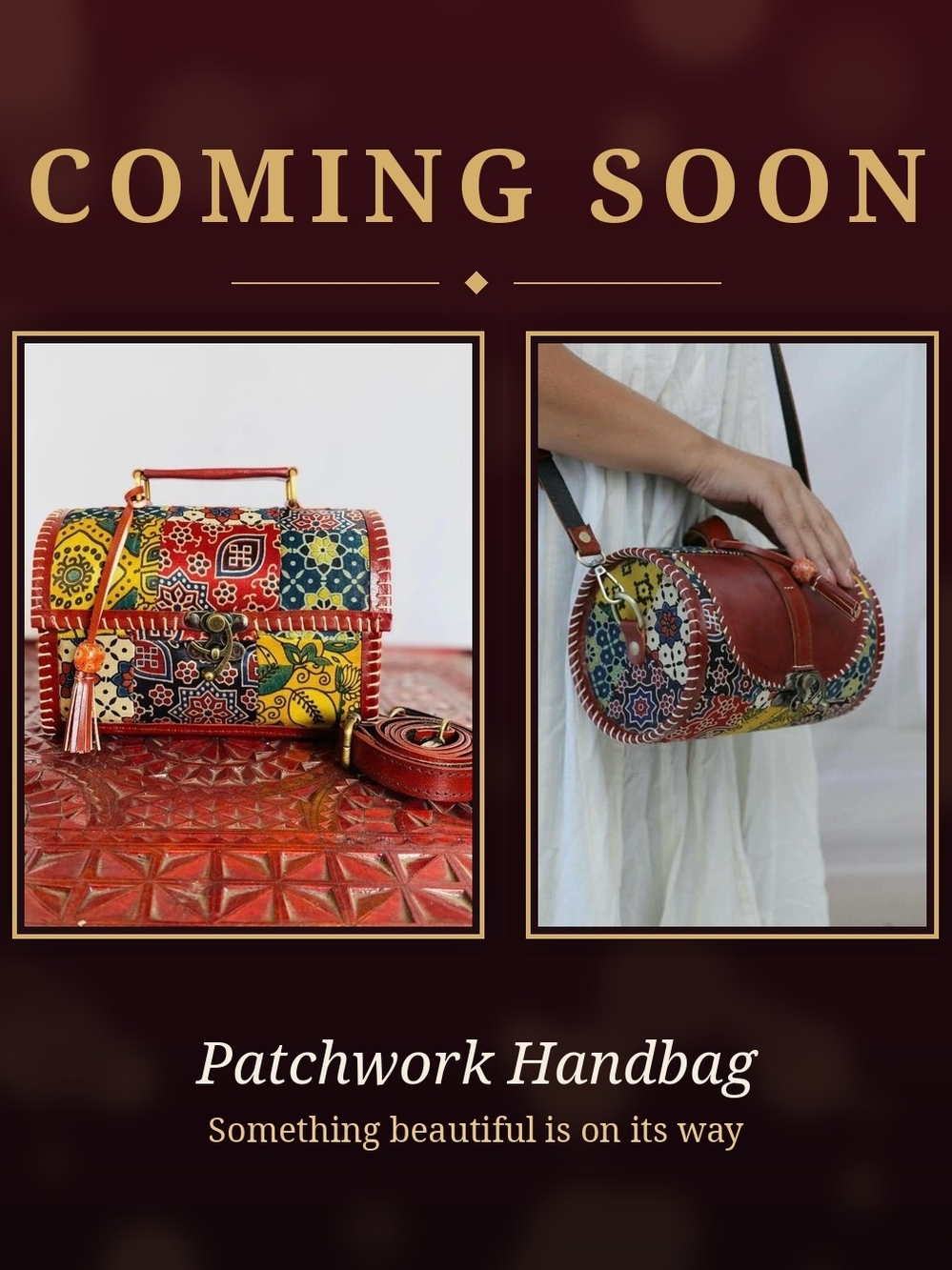 Patchwork Cylindrical Mini Bag in Red Multicolor